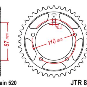 JT ZĘBATKA TYLNA 795 47 SUZUKI DL 250 V-STROM '17-19, SFV 650 GLADIUS '09-14 (+1) (79547JT) (ŁAŃC. 520)