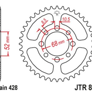 JT ZĘBATKA TYLNA 802 48 SUZUKI TS 90 '72, GT 100 '76, RM 80 '80-81, RV 90 '73-77, KAWASAKI KZR 100, KE 100 '80, (80248JT) (ŁAŃC. 428)