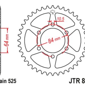 JT ZĘBATKA TYLNA 812 41 SUZUKI GT 250 '73-77, TS 250 '73-75 (81241JT) (ŁAŃC. 525)
