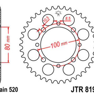 JT ZĘBATKA TYLNA 819 41 SUZUKI GZ 250 MARAUDER (99-10), GN 250 (82-99) (81941JT) (ŁAŃC. 520)