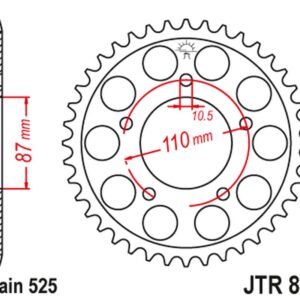 JT ZĘBATKA TYLNA 828 49 SUZUKI GSF 650 BANDIT '07-15, GSX 650 '08-16, GSF/GSX 400 BANDIT '90-92, SV 650 '99-13 (82849JT) (ŁAŃC. 525)