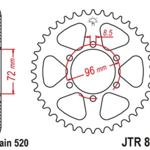 JT ZĘBATKA TYLNA 829 42 SUZUKI DR 250 '82-87, SP 250 '82-85, DR 370 '78-79, SP 370 '77-82 (82942JT) (ŁANC. 520)