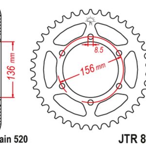 JT ZĘBATKA TYLNA 830 46 DERBI 659 MULHACEN '07-12, SUZUKI RGV/TV 250 '89-90 (83046JT) (ŁAŃC. 630)