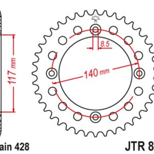 JT ZĘBATKA TYLNA 831 46 YAMAHA YZ 80L/S '84, '86-92 (83146JT) (ŁAŃC. 428)