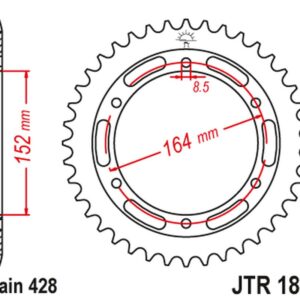 JT ZĘBATKA TYLNA 841 56 YAMAHA SR 400 (2RD) '91-00', SR 500 '91-00' (84156JT) (ŁAŃC.428)