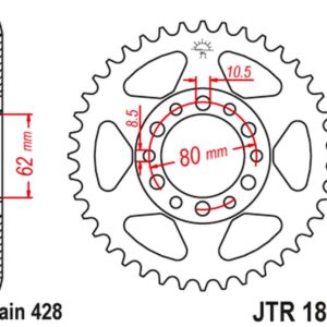 JT ZĘBATKA TYLNA 842 47 YAMAHA YZ 80 '81-83', DT 125/175 '74-77',TW 125 '99-02', TW 200 '89-', XT 350 '85-00' (84247JT) (ŁAŃC428)