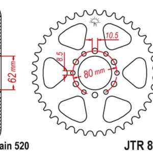 JT ZĘBATKA TYLNA 845 40 YAMAHA YZ 100 '76-77, SR 250 '85-96 (84540JT) (ŁAŃC. 520) NA ZAMÓWIENIE