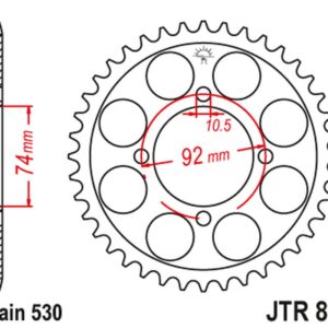 JT ZĘBATKA TYLNA 848 37 YAMAHA RD 350 '74-76 (84837JT) (ŁAŃC. 530)NA ZAMÓWIENIE