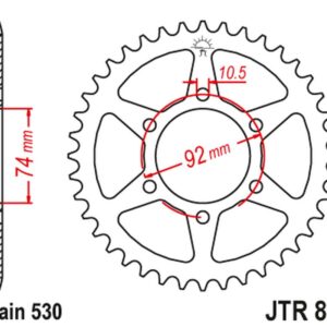 JT ZĘBATKA TYLNA 852 44 YAMAHA XJ 400 / XJ 550 SECA/MAXIM '81-85 (85244JT) (ŁAŃC. 530) NA ZAMÓWIENIE
