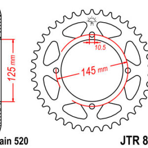 JT ZĘBATKA TYLNA 857 45 YAMAHA XT 600E '90-03, XT 660Z TENERE '91-00 (85745JTZBK) (ŁAŃC. 520) KOLOR CZARNY - PATRZ RÓWNIEŻ 458845JT