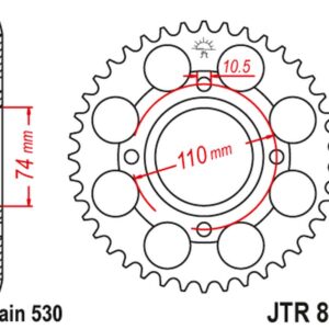JT ZĘBATKA TYLNA 861 41 YAMAHA RD 250LC '80-85, RZ 250 (86141JT) (ŁAŃC. 530)