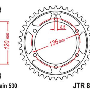 JT ZĘBATKA TYLNA 864 46 YAMAHA FZ 600 '86-88 (STD.46) XJ 600 '86-88, YX 600 RADIAN '88-90 (STD.+1) (86246JT) (ŁAŃC. 530)