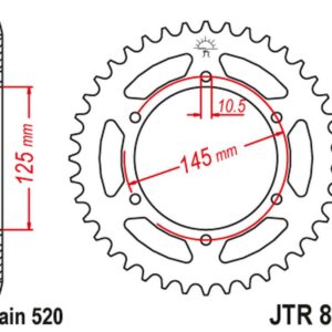 JT ZĘBATKA TYLNA 866 46 YAMAHA XTZ 750 89-98 (3LD) (86645JTZBK) (ŁAŃC. 520) KOLOR CZARNY
