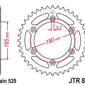 JT ZĘBATKA TYLNA 896 48 KTM 600 LC4 ENDURO (88-89), 125 ENDURO (89) (ŁAŃC. 520) (89648JT)