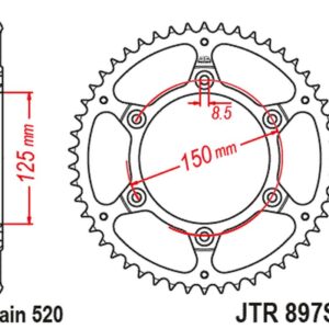 JT ZĘBATKA TYLNA 899 50 KTM SX/EXC ULTRALIGHT SAMOOCZYSZCZAJĄCA (89950JTSC) (ŁAŃC. 520)