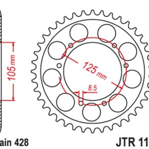 JT ZĘBATKA TYLNA APRILIA RX 125 E4 '18-'23 (JTR1135.69)* (ŁAŃC. 428)