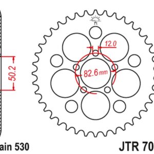 JT ZĘBATKA TYLNA HARLEY DAVIDSON XLH 883/1200 SPORTSTER (86-92) (ŁAŃC. 530)
