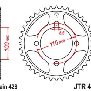 JT ZĘBATKA TYLNA JTR462 54 KAWASAKI KX 80 '86-99', KX 85 '01-20', KX 100 '86-21' (46254JT) (ŁAŃC.428) KONWERSJA