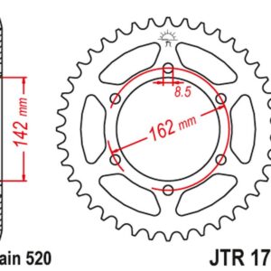 JT ZĘBATKA TYLNA SUZUKI PE 175 '80-84' (ŁAŃC.520)