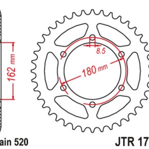 JT ZĘBATKA TYLNA SUZUKI PE 250 '80-82', PE 400 '80-81' (ŁAŃC.520)