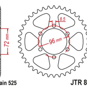 JT ZĘBATKA TYLNA SUZUKI TM 400 '71-75, TS 250 '75-83, TS 400 '72-77 (JTR813,40) (ŁAŃC. 525)