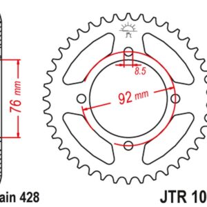 JT ZĘBATKA TYLNA THUMPSTAR PIT BIKES ALL 100CC+; X-SPORT PIT BIKES ALL 100CC+ (JTR1080,39) (ŁAŃC. 428)