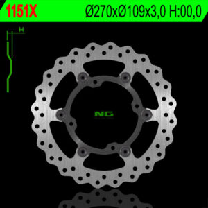 NG TARCZA HAMULCOWA PRZÓD KAWASAKI KXF 250/450, PŁYWAJĄCA 270MM (270X109X3,0) 4 OTWORY O ŚR. 9,5MM WAVE