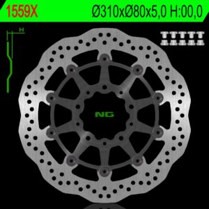 NG TARCZA HAMULCOWA PRZÓD KAWASAKI Z 1000 ABS 15-17, Z 1000 15-17, ZS6R 13-17, Z800 12-18, GTR 1400 07-18, ZZR 1400 06-18 (310X80X5,0MM) WAVE PŁYWAJĄCA