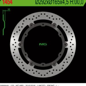 NG TARCZA HAMULCOWA PRZÓD YAMAHA YZF 125R ABS '14-'20, MT 125 ABS '15-'20 PŁYWAJĄCA (292X165X4,5MM) (6X8,5MM)