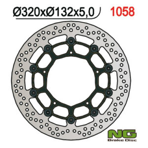 NG TARCZA HAMULCOWA PRZÓD YAMAHA YZF R1 '04-'06 / '15-'16, FZ1 '06-13, R6 '20-, V-MAX '09-16, MT-10 '16-21 (320X132X5MM) (5X8,5MM) PŁYWAJĄCA