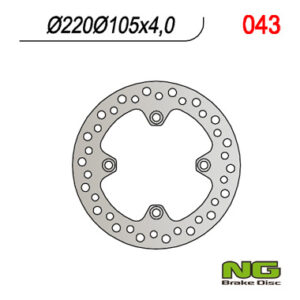 NG TARCZA HAMULCOWA TYŁ HONDA XL 125V VARADERO '01-'13, XR 400 '95-05, XR 250 '91-04, CBR 125 R '03-'17, CRF 230 '07-12, SUZUKI LTZ 400 '03-'15, LTA400,LT-F 400 TYŁ (220X105X4MM) (4X10,5MM)