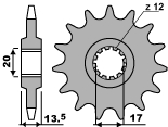 PBR WYPRZEDAZ ZĘBATKA PRZEDNIA 154 13 18NC (ŁAŃC. 428) (MADE IN ITALY)