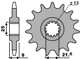 PBR WYPRZEDAZ ZĘBATKA PRZEDNIA 2049 19 18NC YAMAHA FZR 400RR (4 DX) 88-95 (JTF1587.19) (ŁAŃC. 428) (MADE IN ITALY)