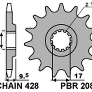 PBR PROMOCJA ZĘBATKA PRZEDNIA 2084 12 18NC KTM EXC 50 '96-'03, SX 85 '07-'22 (JTF1907.12) (ŁAŃC. 428) (MADE IN ITALY)