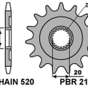 PBR WYPRZEDAZ ZĘBATKA PRZEDNIA 2103 13 YAMAHA YZF 250 '01-'25, WRF 250 '01-'25 (JTF1590.13) (ŁAŃC. 520) (210313JT) (MADE IN ITALY)