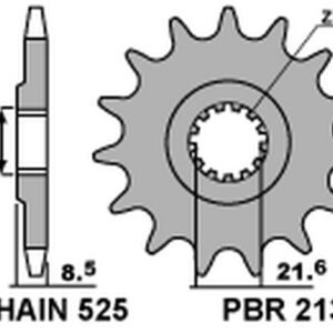 PBR WYPRZEDAZ ZĘBATKA PRZEDNIA 2137 17 KAWASAKI ZX10R '04-'18 (JTF1537.17) (ŁAŃC. 525) (153717JT) (MADE IN ITALY)