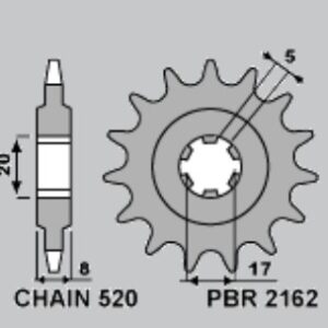 PBR PROMOCJA ZĘBATKA PRZEDNIA 2162 9 SHERCO 125 ST '16-'17, X-RIDE '14-'16, 250/300 ST '16-'17 (ŁAŃC. 520) (MADE IN ITALY)
