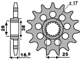 PBR PROMOCJA ZĘBATKA PRZEDNIA 2178 16 18NC APRILIA RSV 1000 09-11 (ŁAŃC. 525) (MADE IN ITALY)