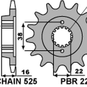 PBR WYPRZEDAZ ZĘBATKA PRZEDNIA 2222 14 18NC DUCATI 796 10-12 (ŁAŃC. 525) (MADE IN ITALY)