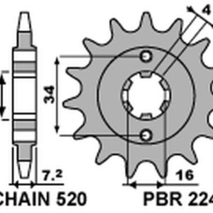 PBR PROMOCJA ZĘBATKA PRZEDNIA 2247 14 18NC KTM 125 DUKE 11-21 (-1) (ŁAŃC. 520) (JTF1903.14) (MADE IN ITALY)