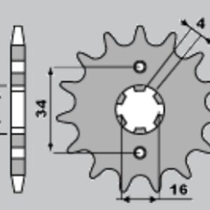 PBR ZĘBATKA PRZEDNIA 263 16 18NC YAMAHA DT/TZR/SR/RD 125 (ŁAŃC. 428) (MADE IN ITALY)