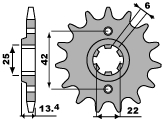 PBR WYPRZEDAZ ZĘBATKA PRZEDNIA 291 16 18NC (ŁAŃC. 525) (MADE IN ITALY)