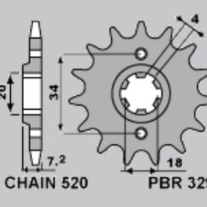 PBR WYPRZEDAZ ZĘBATKA PRZEDNIA 329 14 18NC AJP PR3 200 ENDURO '09-'15, HONDA CA 125 REBEL '95-'01, MBX 125F '84-'85, MTX 125R '83-'94, NS 125F '85-'90, NSR 125F '89-'92, MTX 200RW '83-'86 (JTF25914) (ŁAŃC. 520) (MADE IN ITALY)