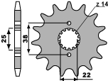 PBR PROMOCJA ZĘBATKA PRZEDNIA 728 14 18NC (ŁAŃC. 530) CAGIVA ELEFANT 750 87-89 (MADE IN ITALY)