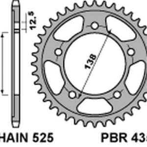 PBR PROMOCJA ZĘBATKA TYLNA 4357 38 C45 HONDA VT 750S 11-13 (JTR1304.38) (ŁAŃC. 525) (MADE IN ITALY)