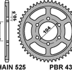 PBR PROMOCJA ZĘBATKA TYLNA 4359 44 C45 KAWASAKI ZXR 750R NINJA '96-'03, KLZ VERSYS 1000 '12-'20, Z 1000 '03-'20 (JTR1489.44) (ŁAŃC. 525) (MADE IN ITALY)