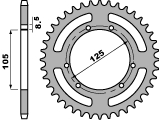 PBR PROMOCJA ZĘBATKA TYLNA 4514 42 C45 GAS GAS 125/250 PAMPERA (ŁAŃC. 520) (JTR-BRAK) (MADE IN ITALY)