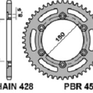 PBR WYPRZEDAZ ZĘBATKA TYLNA 4521 45 F HONDA CG 125 ES (04-06) (ŁAŃC. 428) (MADE IN ITALY)