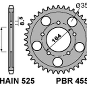 PBR PROMOCJA ZĘBATKA TYLNA 4557 48 C45 GILERA GP 800 '09-'13, APRILIA SRV850 '12 (+1) (ŁAŃC. 525) (JTR-BRAK) (MADE IN ITALY)