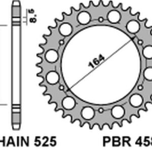 PBR PROMOCJA ZĘBATKA TYLNA 4589 44 C45 HYOSUNG GT 650 COMET 04-'15 (JTR1074.44) (ŁAŃC. 525) (MADE IN ITALY)